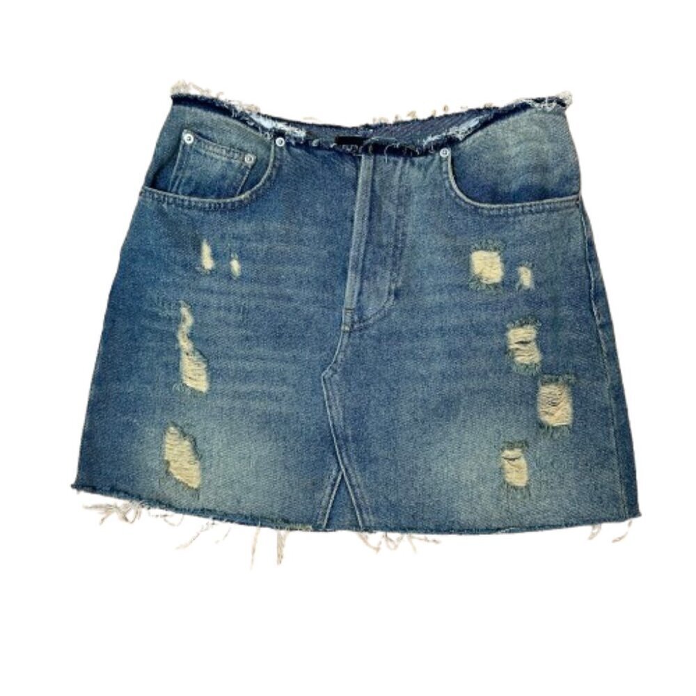 Urban Outfitters BDG Distressed Denim Jean Skirt Size Small Raw hem
